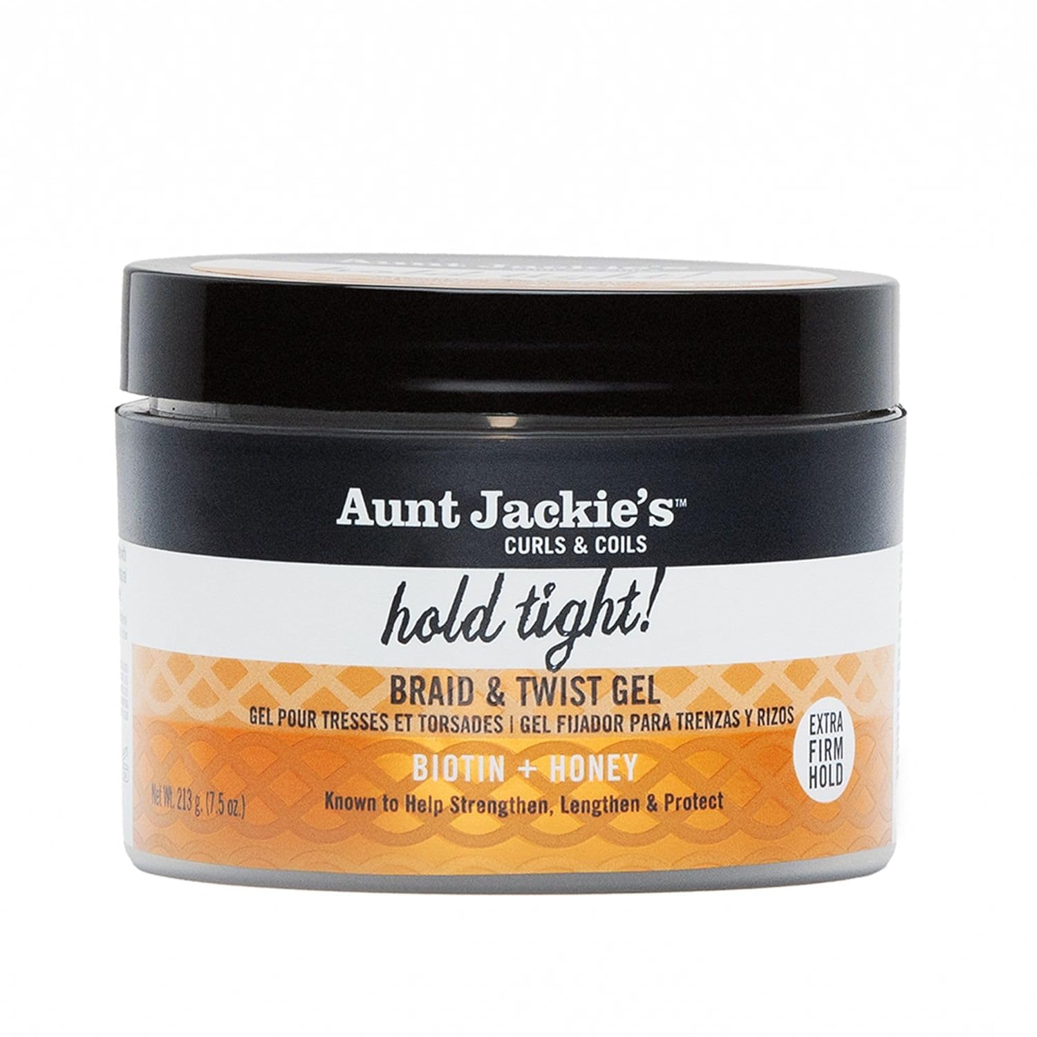 Aunt Jackie's Curls & Coils Biotin + Honey Hold Tight Braid & Twist Gel with Extra Firm Hold, 7.5 oz