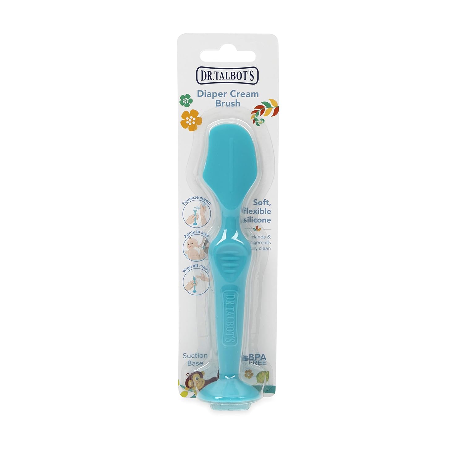 Nuby Dr. Talbots Silicone Diaper Cream Brush with Suction Base, Aqua : Baby