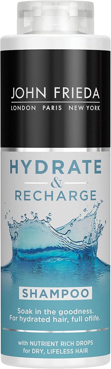 John Frieda Hydrate & Recharge Shampoo 500 Ml, Value Pack Hydrating Shampoo For Dry, Distressed Hair, Moisturising Shampoo