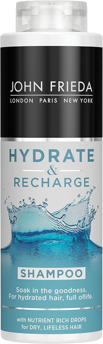John Frieda Hydrate & Recharge Shampoo 500 Ml, Value Pack Hydrating Shampoo For Dry, Distressed Hair, Moisturising Shampoo