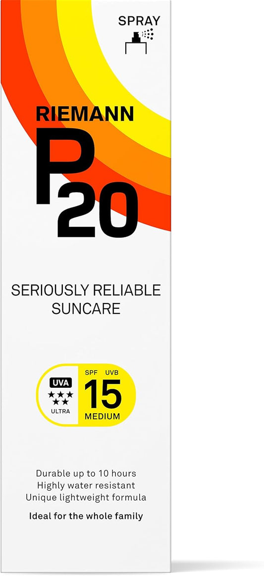 Riemann P20 Sunscreen Spf15 Spray 100Ml | Long Lasting Uva & Uvb Protection For Up To 10 Hours | Highly Water Resistant