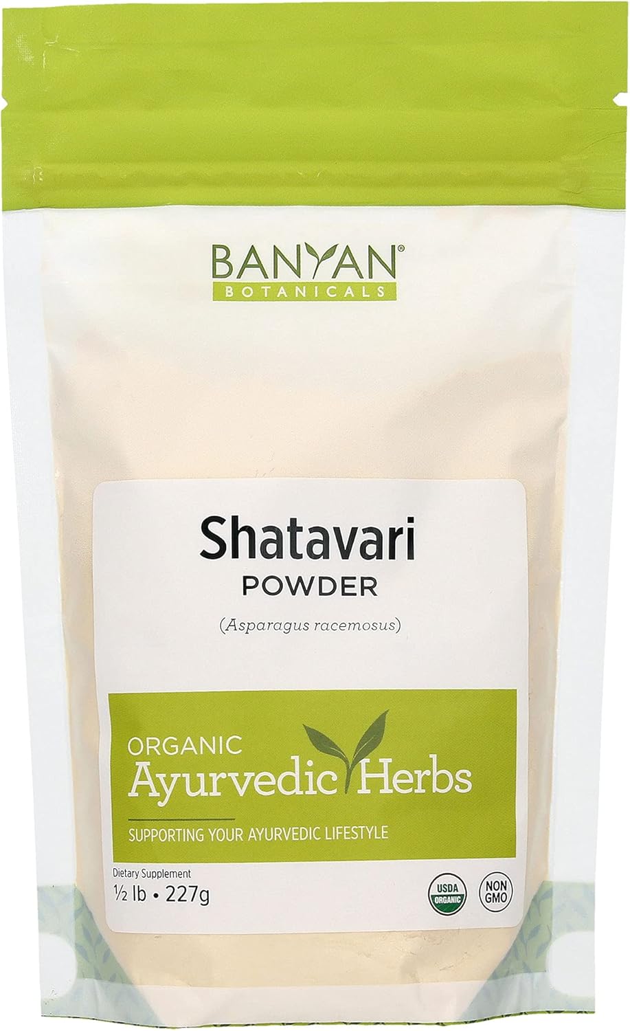 Banyan Botanicals Organic Shatavari Powder – Asparagus Racemosus – Ayurvedic Herb For Vata & Pitta, Balanced Female Hormones, Energy, Vitality & More* – 1/2Lb. ­– Non-Gmo Sustainably Sourced Vegan Ffl