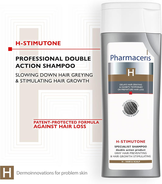 Pharmaceris H Stimutone, Double Action Shampoo, Hair Growth Stimulating Shampoo, D-Panthenol, Caffeine, Women And Men Hair Care - 250 Ml
