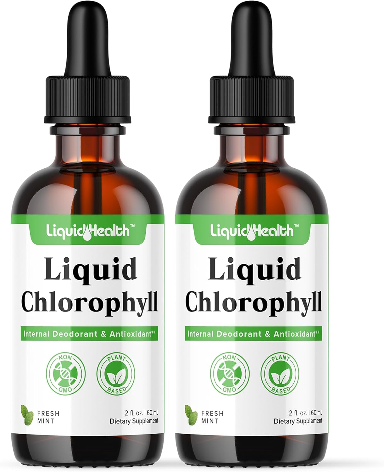 Liquidhealth Liquid Chlorophyll Drops - Internal Deodorizer, Antioxidants, Liver Detox, Immune Support, Relieve Bad Breath, Reduce Appetite, Collagen For Hair & Skin Health - Vegan, Non-Gmo (2 Pack)