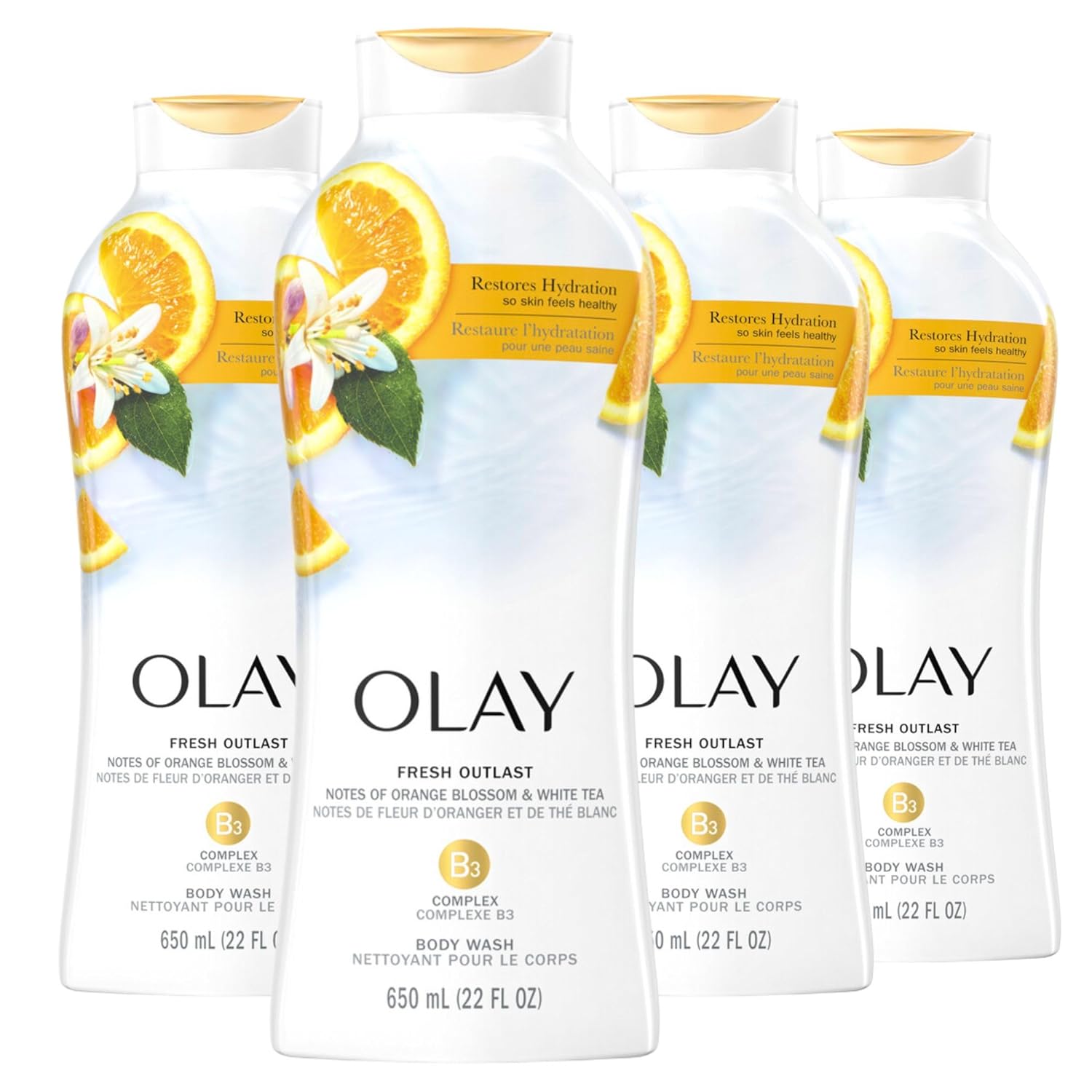 Olay Fresh Outlast Body Wash With Notes Of Orange Blossom And White Tea (Pack Of 4)