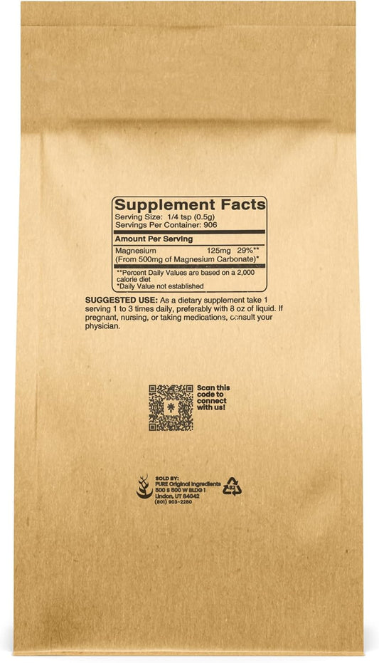 Pure Original Ingredients Magnesium Carbonate (1 Lb) Magnesium Supplement, Non-Gmo, Multi-Purpose
