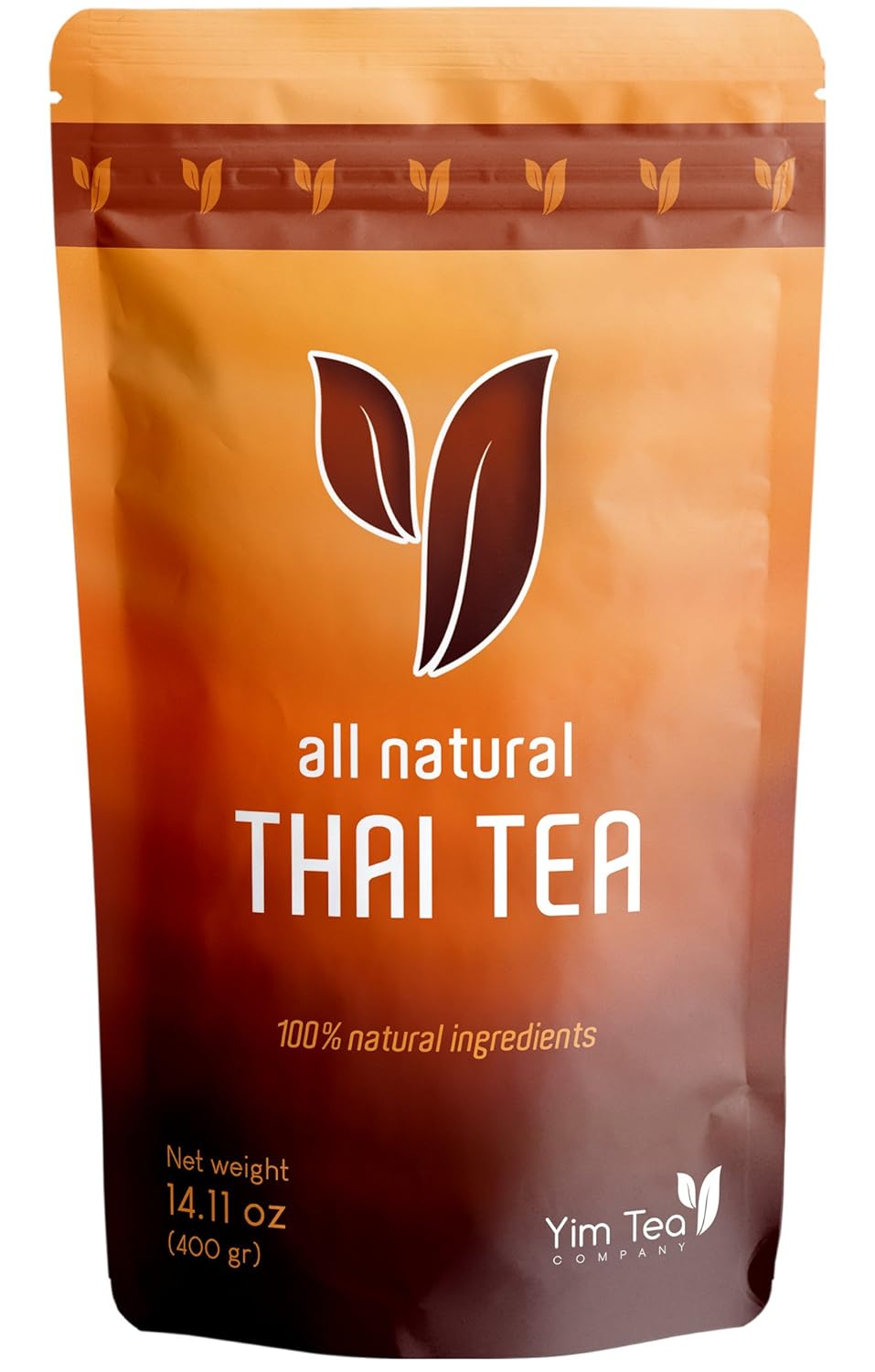 Yim Tea Co. - Thai Tea - 100% Natural Loose Leaf Tea Mix - Made With Assam Black Tea - Makes Iced Tea And Boba Tea (400G)