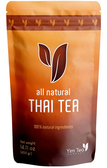 Yim Tea Co. - Thai Tea - 100% Natural Loose Leaf Tea Mix - Made With Assam Black Tea - Makes Iced Tea And Boba Tea (400G)