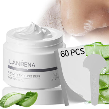 Lanbena Blackhead Remover Nose Pore Strips For Face, 2.0 Upgraded Deep Cleansing Peel Off Mask Nose Strips Skincare For All Skin (1.06 Oz/30G) - 60Pcs Strips (White+Black)