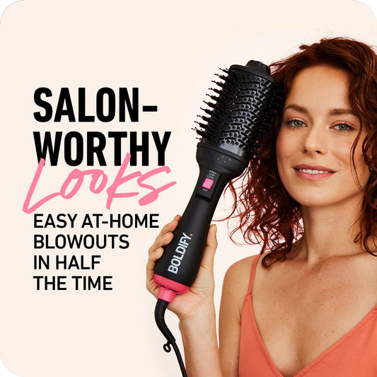 Boldify Professional Blow Dry Brush - For Silky Shiny Curls, Waves, Or Straightener - Boarcraft™ Charcoal Infused Hair Dryer Brush W/Volumtech™, Anti Frizz Advanced Ion Generator Technology