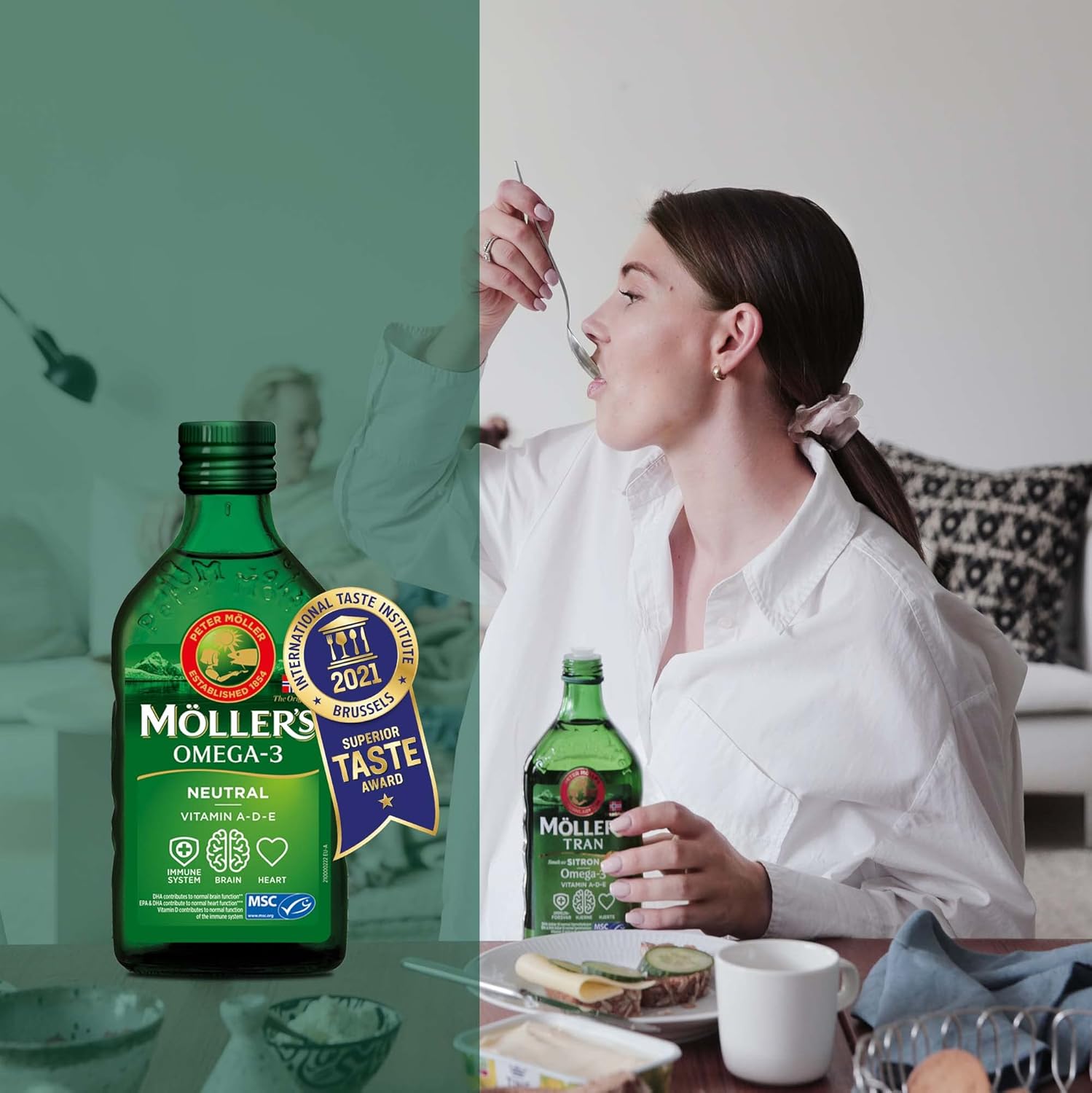 Moller’s ® | Omega 3 Cod Liver Oil | Omega-3 Dietary Supplements with EPA, DHA, Vitamin A, D and E | Superior Taste Award | Pure & Natural cod Liver Oil | 166 Year Old Brand | Neutral | 250 ml :Health & Personal Care