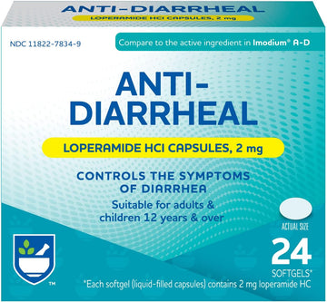 Rite Aid Anti-Diarrheal - 24 Softgels, Loperamide Hydrochloride 2Mg, Controls Symptoms Of Diarrhea, Including Travelers' Diarrhea, Diarrhea Medication For Adults