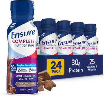 Ensure Complete Nutrition Shake, 30G Of Protein, Meal Replacement Shake, With Nutrients For Immune Health, Chocolate, 10 Fl Oz (Pack Of 24)