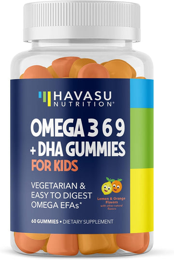 Omega 3-6-9 Gummies + DHA Vegetarian Friendly | Supports Brain, Joint,