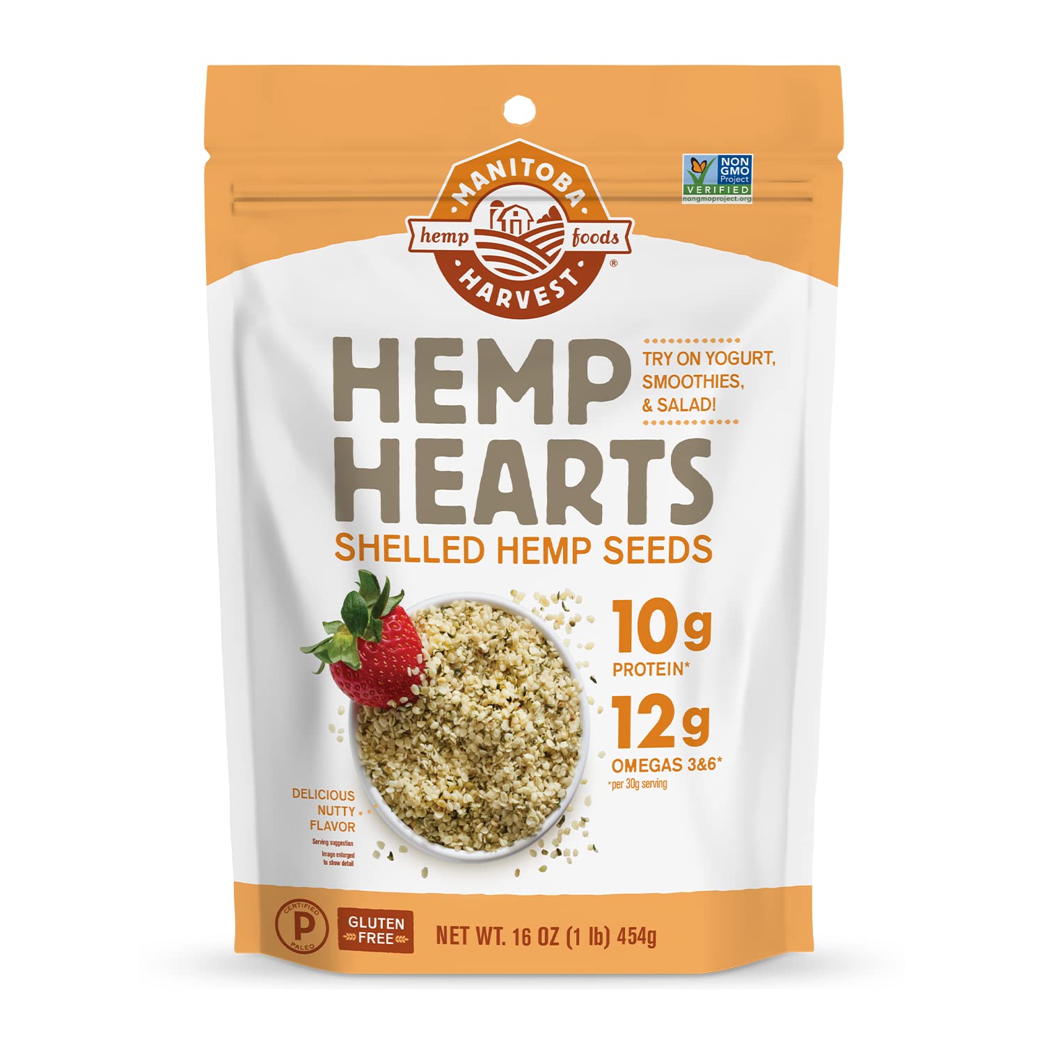 Manitoba Harvest Hemp Seeds, 10G Plant Based Protein And 12G Omega 3 & 6 Per Serving | Perfect For Smoothies, Yogurt & Salad | Non-Gmo, Vegan, Keto, Paleo, Gluten Free, 16Oz (Pack Of 1)