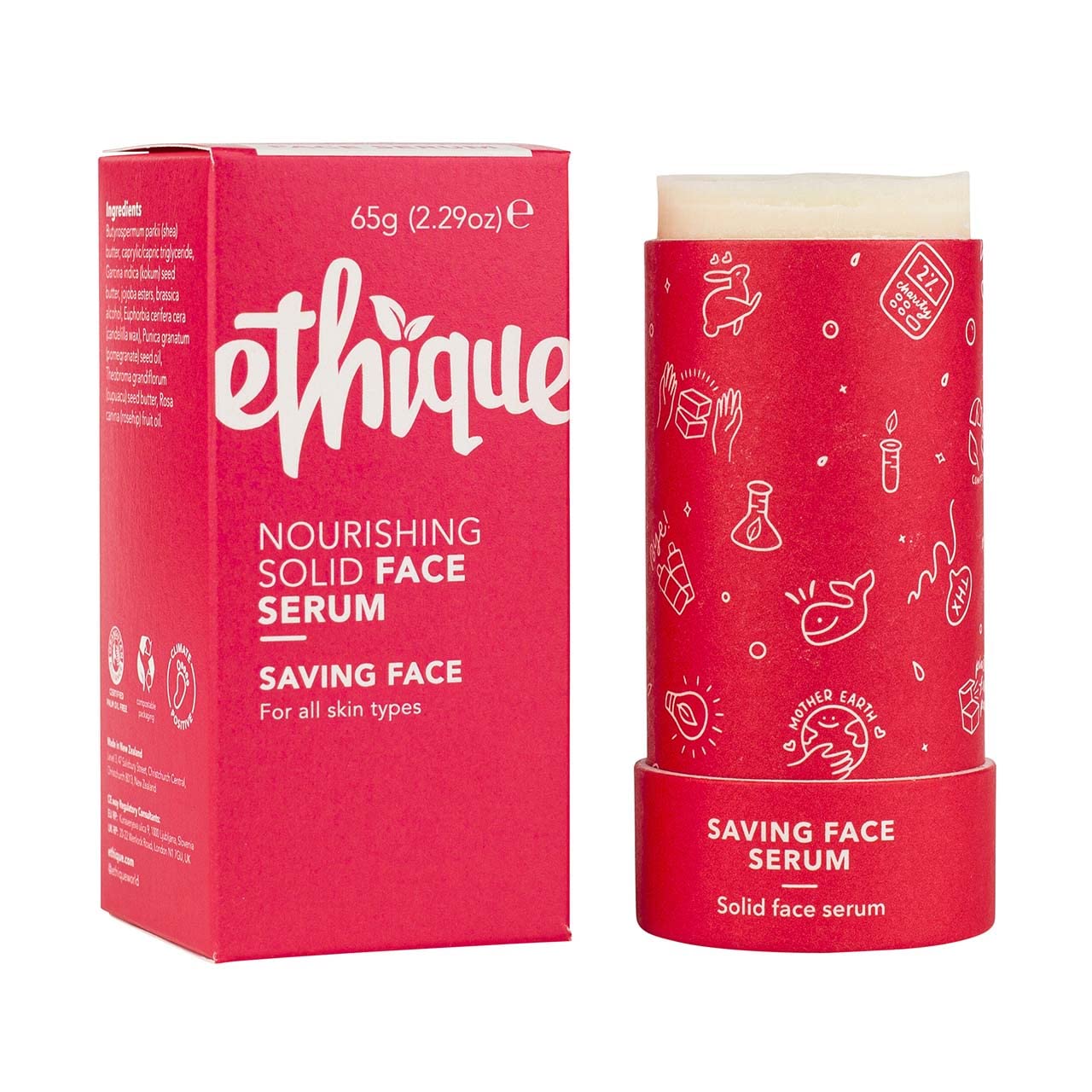 Ethique Saving Face Nourishing Solid Face Serum Tube For All Skin Types - Plastic-Free, Vegan, Cruelty-Free, Eco-Friendly, 2.29 Oz (Pack Of 1)