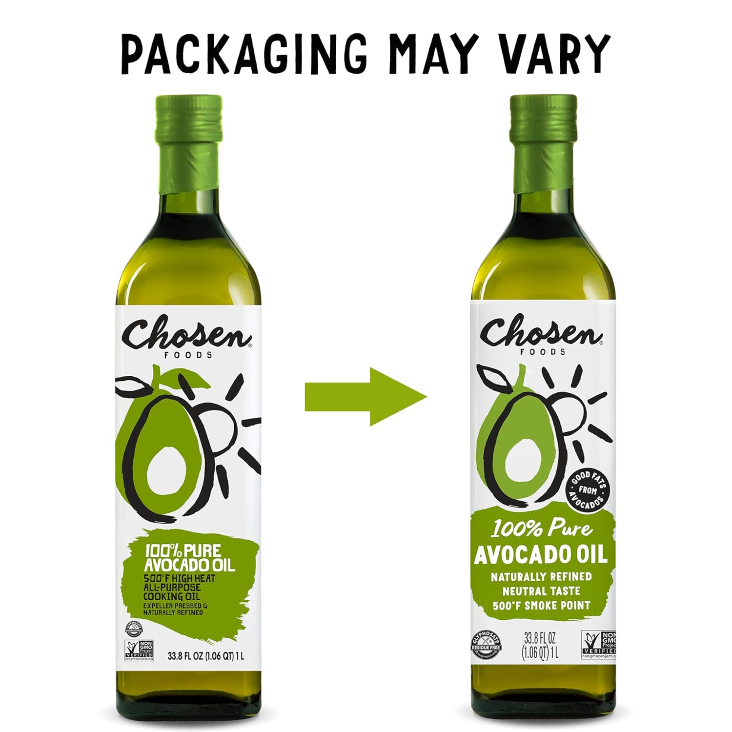 Chosen Foods 100% Pure Avocado Oil, Keto And Paleo Diet Friendly, Kosher Oil For Baking, High-Heat Cooking, Frying, Homemade Sauces, Dressings And Marinades (1 Liter, 2 Pack)