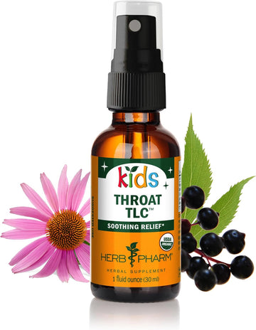 Herb Pharm Kids Certified-Organic Alcohol-Free Throat Tlc Herbal Spray, 1 Ounce