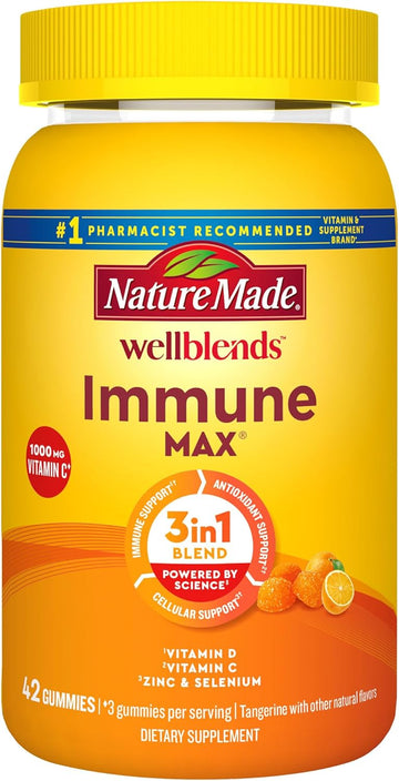 Nature Made Wellblends Immunemax Gummies, Vitamin C 1000Mg + Zinc, Selenium, & Vitamin D3 5000 Iu, Immune Support Supplement, 42 Gummies