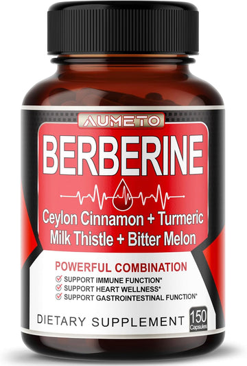 Berberine Supplement - Enhanced With Ceylon Cinnamon, Turmeric, Milk Thistle, Bitter Melon For Digestion, Immunity & Weight Managament (150 Count (Pack Of 1))