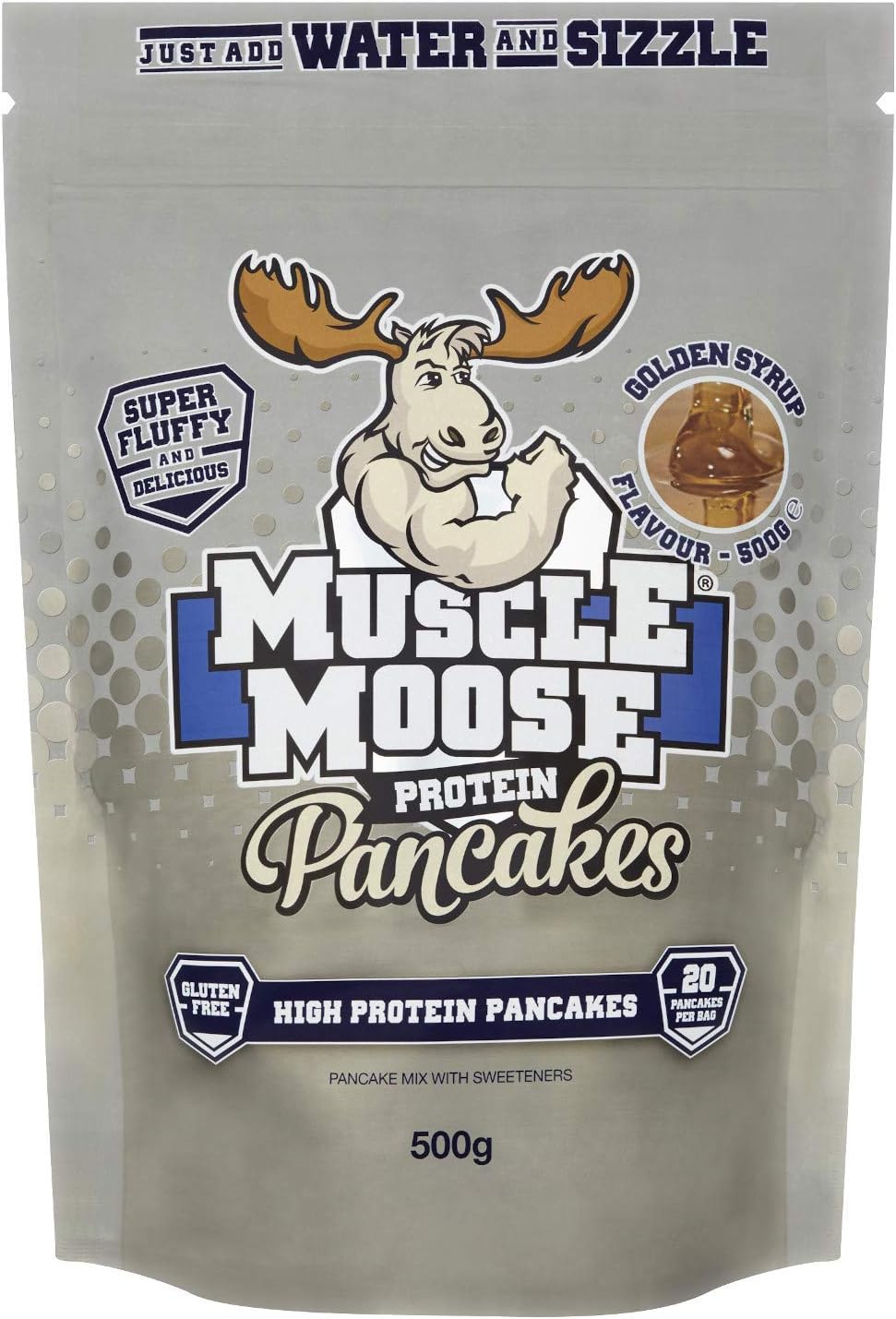 Muscle Moose Protein Pancake Mix 26g Protein Light Fluffy Texture - Golden Syrup Flavour, 500g (Makes 20 x Pancakes) : Amazon.co.uk: Grocery
