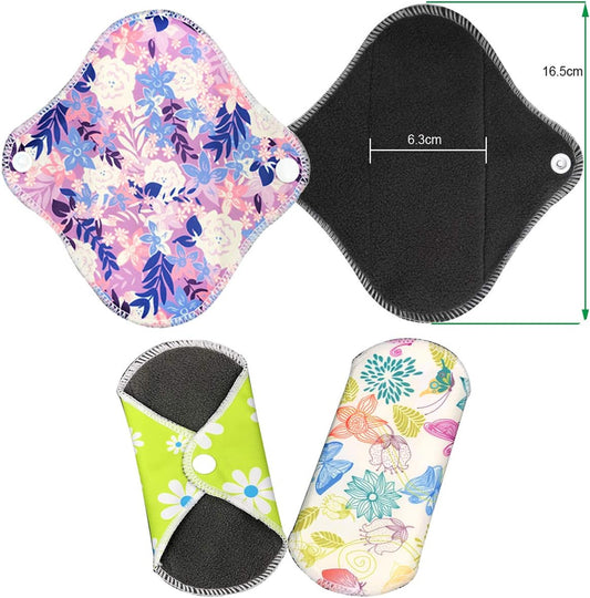 11 Pieces Mix Size Reusable Menstrual Napkins Pads for Light Medium Heavy Flow and Night Cloth Pad with Wet Bag