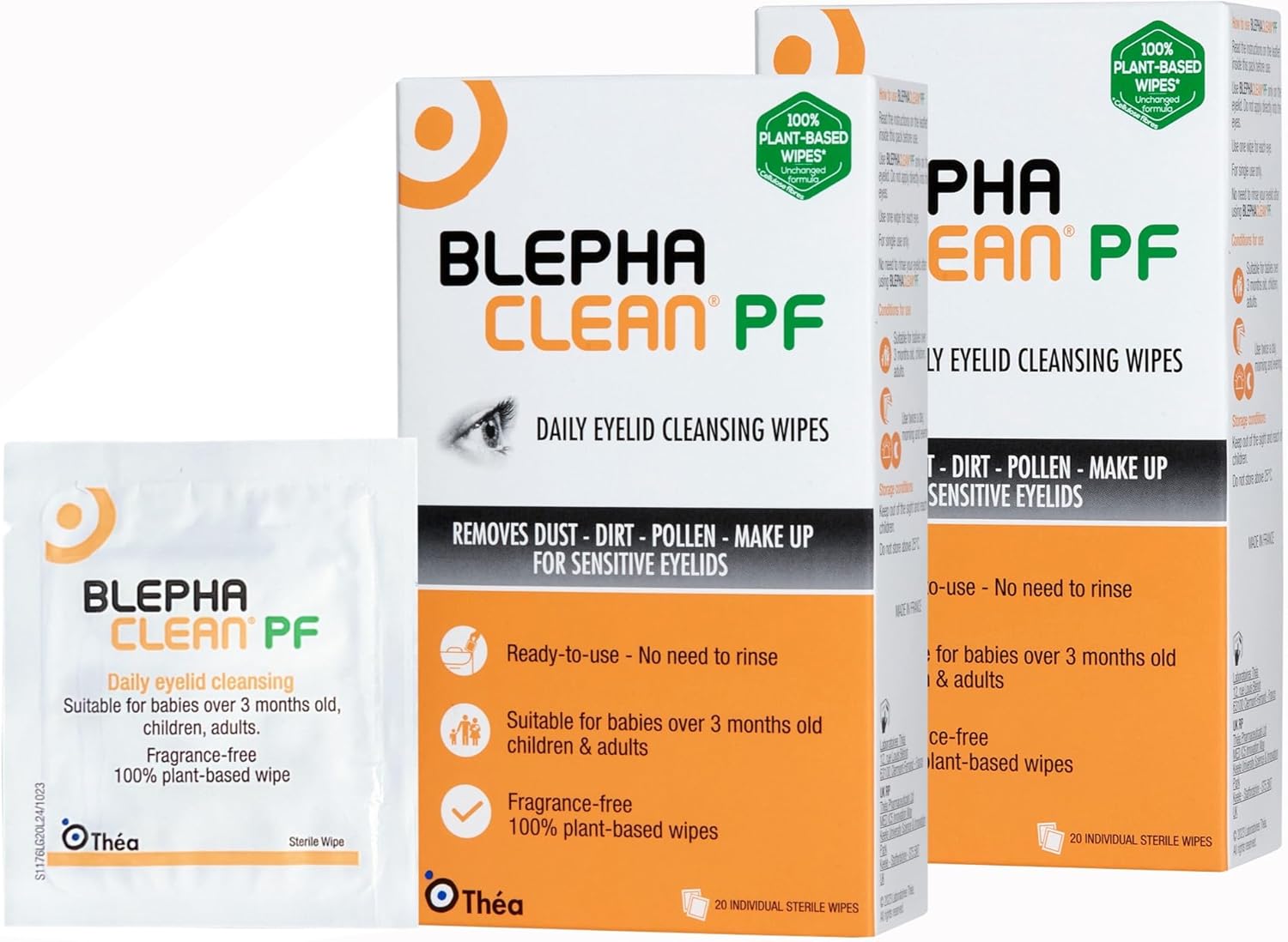 40 Blephaclean Pf Daily Eyelid Wipes - Gentle Eyelid Cleansing For The Eyelids And Skin Around The Eyes | Suitable For Babies (Over 3 Months Old), Children And Adults | 20 Sterile Plastic-Free Wipesx2