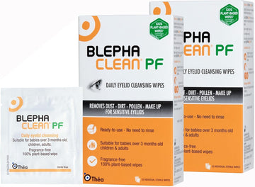40 Blephaclean Pf Daily Eyelid Wipes - Gentle Eyelid Cleansing For The Eyelids And Skin Around The Eyes | Suitable For Babies (Over 3 Months Old), Children And Adults | 20 Sterile Plastic-Free Wipesx2