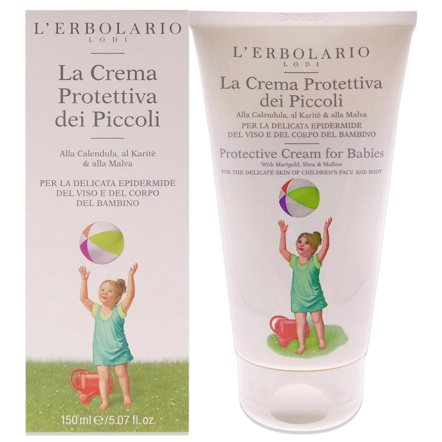 L'Erbolario Protective Cream For Babies - Rich In Vitamins And Plant-Derived Emollients - With Marigold, Shea And Mallow - Nourish, Soften And Keep Your Child’s Sensitive Skin Supple - 5.07 Oz