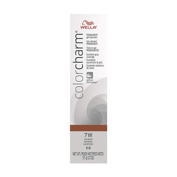 Colorcharm Permanent Gel, Hair Color For Gray Coverage, 7W Caramel