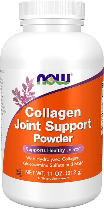 NOW Supplements, Collagen Joint Support™ Powder with Beef Gelatin, Glucosamine Sulfate and MSM, 11-