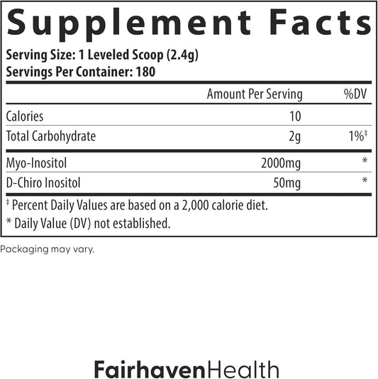 Fairhaven Health Myo-Inositol And D-Chiro Inositol Powder | 40:1 Ratio | Healthy Ovarian & Hormone Balance For Women* | Premium Vegan Inositol Supplement For Women | Non-Gmo | 180 Servings