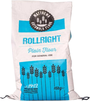 Matthews Cotswold Premium Plain Flour | Plain White All Purpose Flour | For Everyday Baking | Specialty | Artisanal | Milled In Britain (16Kg Bag (Single Sack))