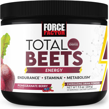 Force Factor Total Beets Energy Drink Mix, Superfood Beet Root Powder With Nitrates To Boost Energy And Support Circulation, Blood Flow, Nitric Oxide And Stamina, Heart Health Supplement, 30 Servings