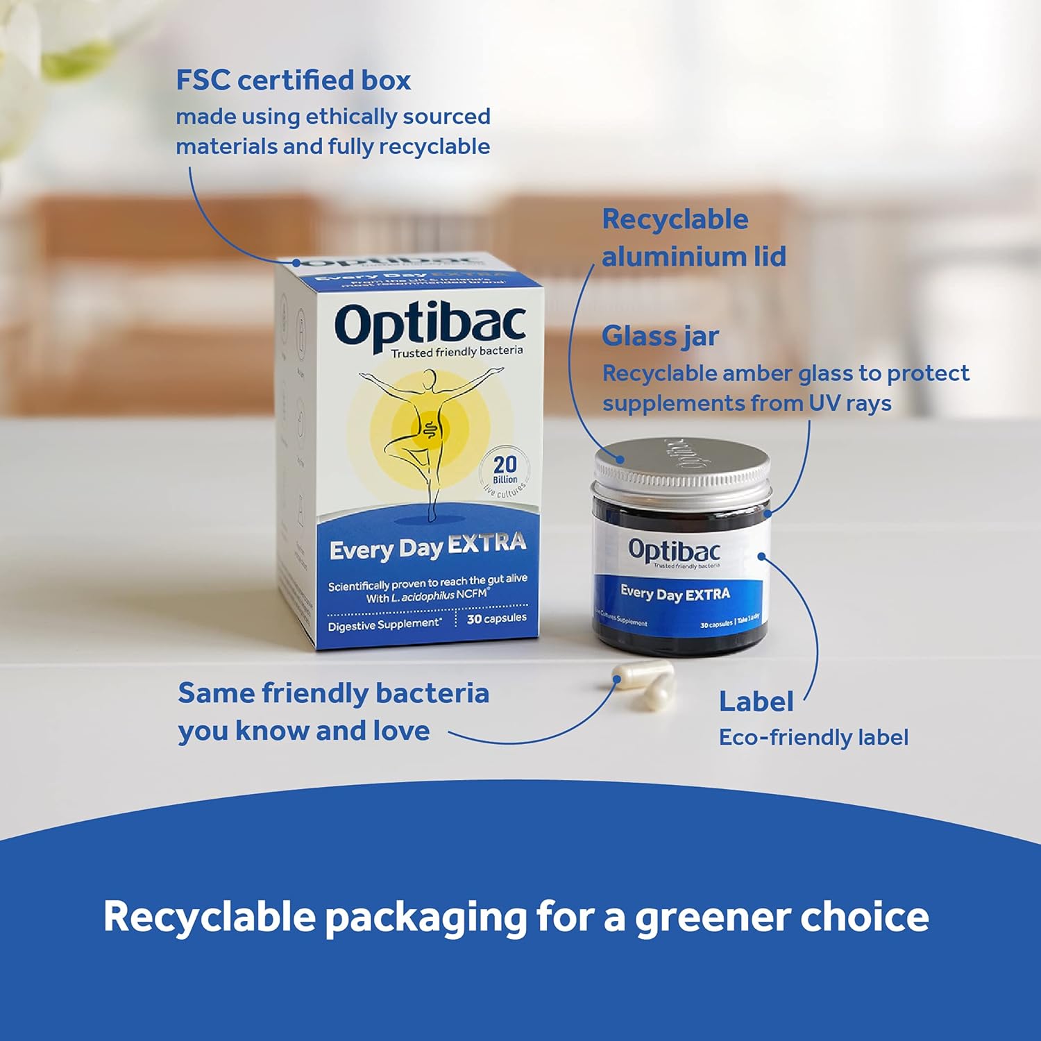 Optibac For Every Day Extra - Vegan 20 Billion Cfu Multi-Strain - 90 Capsules : Health & Household