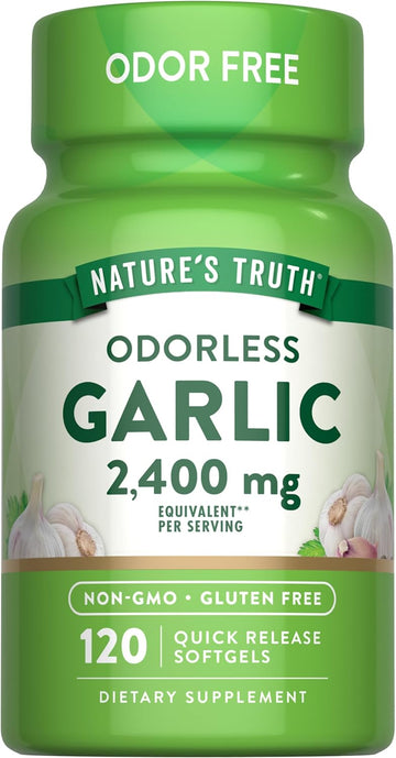 Odorless Garlic 2400 Mg | 120 Softgel Capsules | High Strength Extract Pills | Non-Gmo, Gluten Free Supplement | By Nature'S Truth