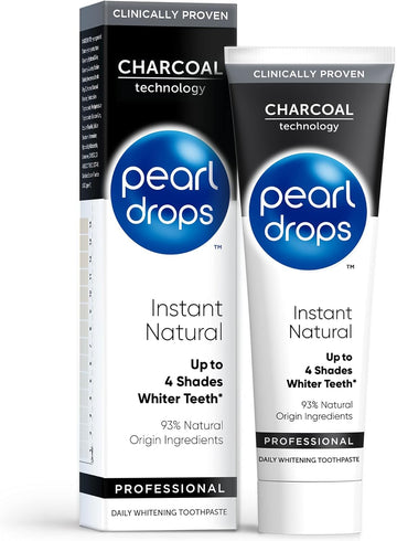 Pearl Drops - Instant Natural Professional Daily Toothpaste With Charcoal - Up To 4 Shades White - (75Ml) (Pack Of 2)
