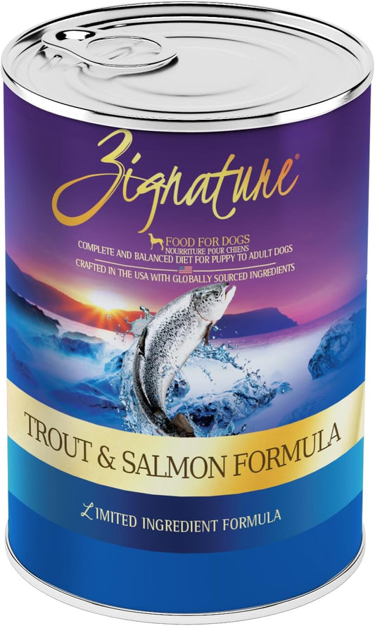Zignature Trout & Salmon Formula Wet Dog Food 13oz, case of 12