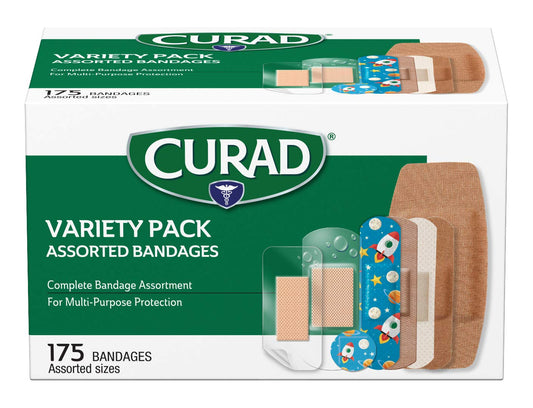 Curad Family Bandage Variety Pack, 4 Styles Included; Waterproof, Galaxy, Flex-Fabric, Heavy Duty, 175 Bandages