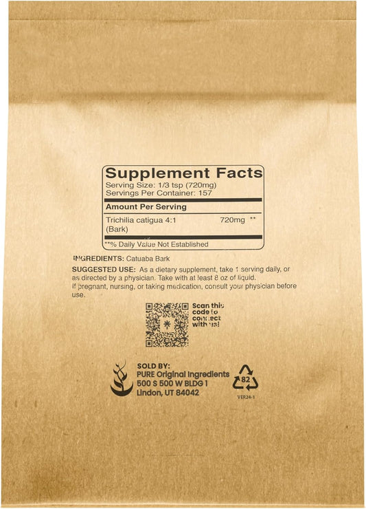 Pure Original Ingredients Catuaba Bark Extract, 4 Oz, 4:1 Extract, Fine Powder, Dietary Supplement