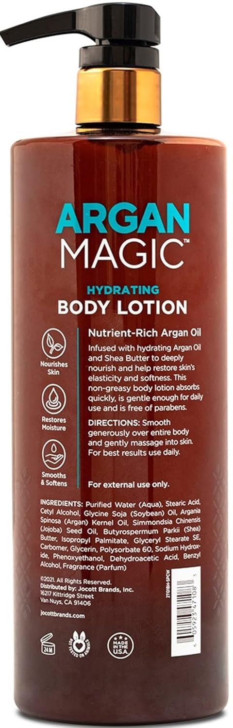 Argan Magic Ultra-Hydrating Coconut & Vanilla Body Lotion With Hyaluronic Acid For Dry Skin - Nourishes Skin, Restores Moisture, Smooths & Softens | Non-Greasy Formula | Paraben Free (32 Oz)