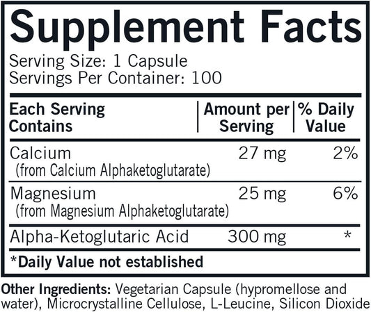 Kirkman - Alpha-Ketoglutaric Acid 300 mg - 100 Capsules - Supports Metabolism - Helps Maintain Strong Bones - Hypoallergenic