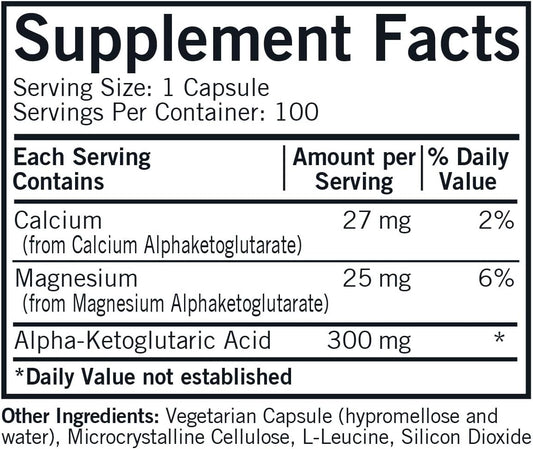 Kirkman - Alpha-Ketoglutaric Acid 300 Mg - 100 Capsules - Supports Metabolism - Helps Maintain Strong Bones - Hypoallergenic