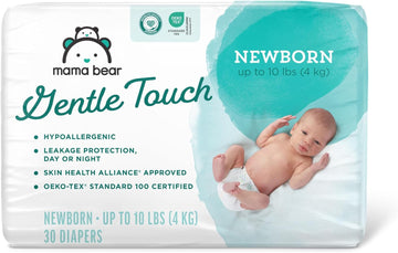 Amazon Brand - Mama Bear Gentle Touch Diapers, Hypoallergenic, Newborn, 30 Count, White