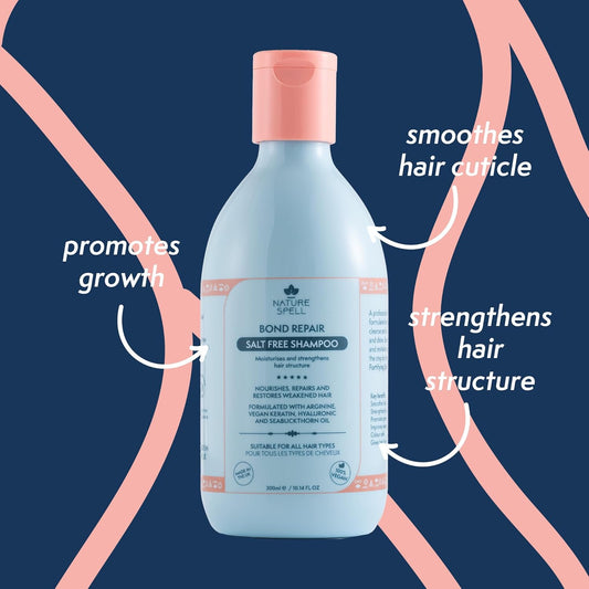 Nature Spell Bond Repair Duo, Shampoo And Conditioner Set, Strengthens Damaged Hair, Vegan Keratin Hair Treatment Nourishes & Adds Shine, 2 X 300Ml