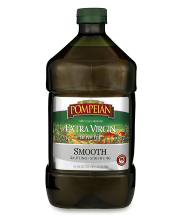 Pompeian Smooth Extra Virgin Olive Oil, First Cold Pressed, Mild And Delicate Flavor, Perfect For Sauteing And Stir-Frying, Naturally Gluten Free, Non-Allergenic, Non-Gmo, 101 Fl Oz., Single Bottle