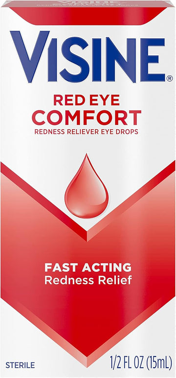 Visine Red Eye Comfort Redness Relief Eye Drops To Help Relieve Red Eyes Due To Minor Eye Irritations Fast, Tetrahydrozoline Hcl, 0.5 Fl. Oz