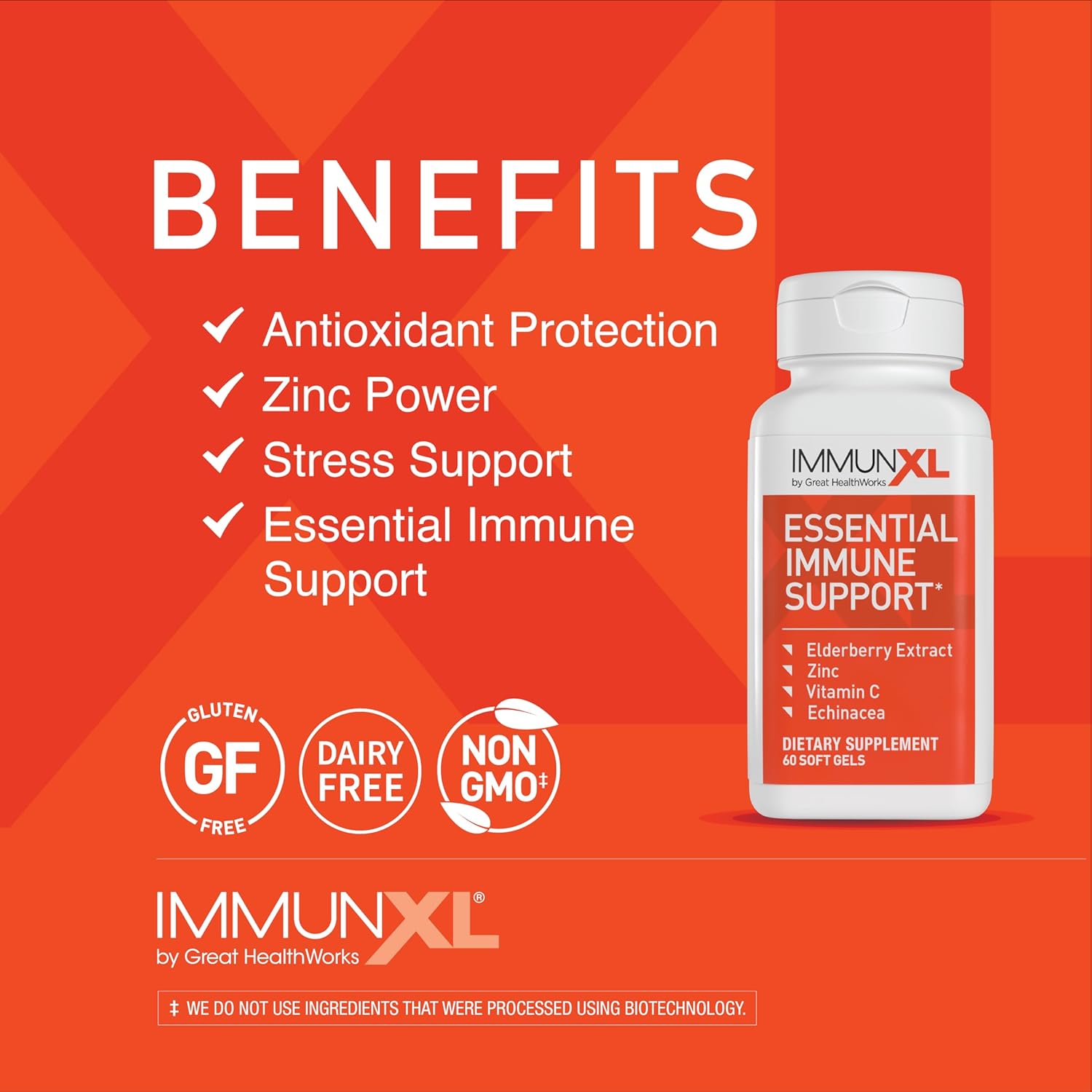 ImmunXL Provides All Year-Long Immune Support with Vitamin C and zinc, and Contains Powerful antioxidants Elderberry and echinacea, for Life’s Stressful Immune Challenges. (60 Soft Gels, 30 Servings) : Health & Household