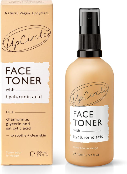 Upcircle Face Toner With Hyaluronic Acid + Salicylic Acid 100Ml - For Balancing, Plumping + Soothing - Mandarin Fruit Water, Chamomile Extract + Glycerin - Natural, Vegan + Cruelty-Free