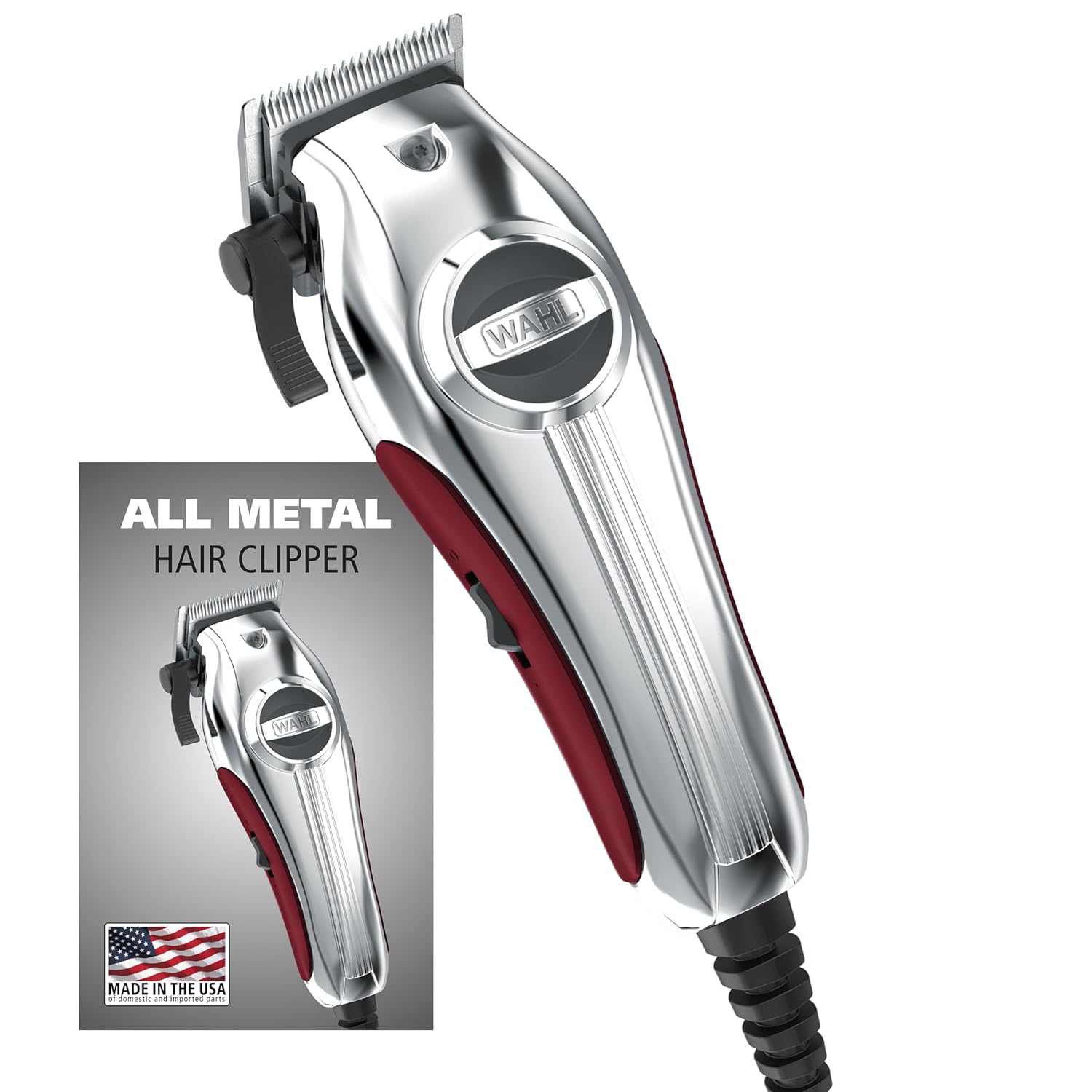 Wahl Usa Pro Ultra Quiet High Torque Corded Hair Clipper For Ultra Quiet Operation And Cooler Operating Temperatures, Metal Housing With Bonus Hair Clipping Guard Caddy - Model 3000097